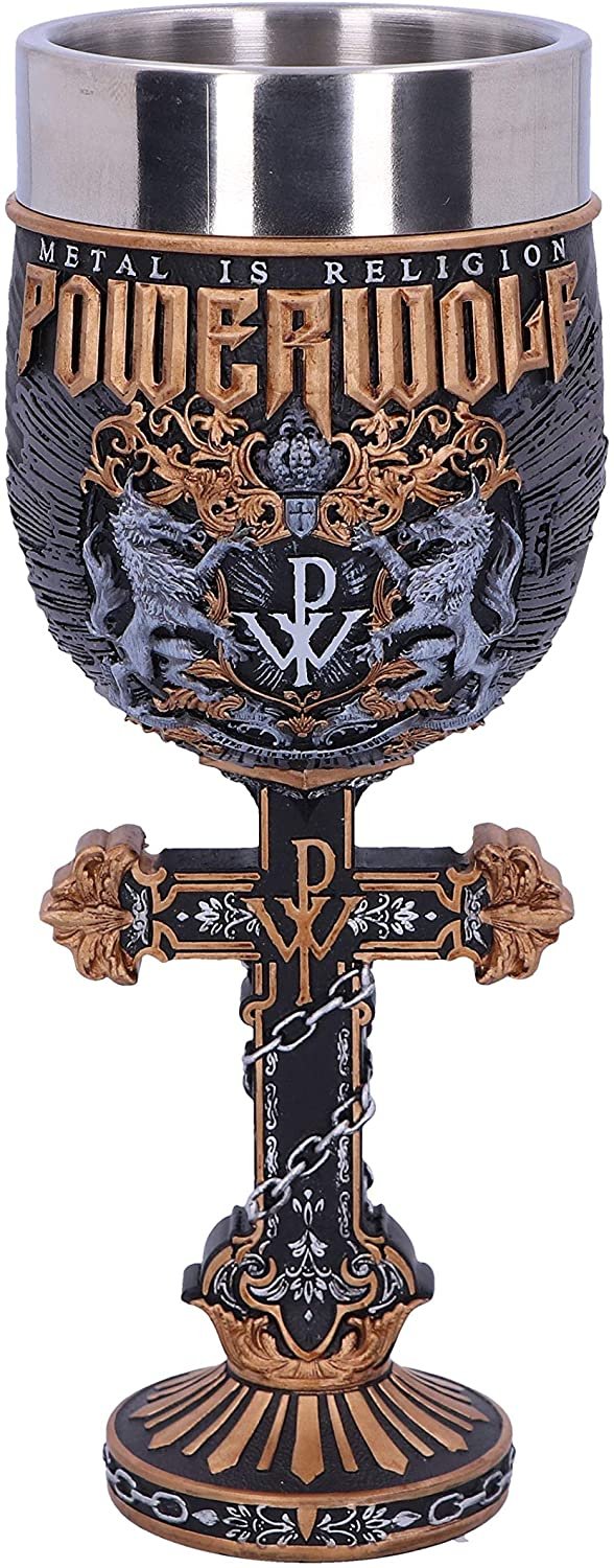 Band Merchandise~ Officially Licensed Powerwolf Metal is Religion Rock Band Goblet, Black, 22.5cm