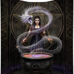 Artist Collections~ Anne Stokes The Summoning Witchcraft Dragon Cauldron Throw Blanket, Black, 160cm