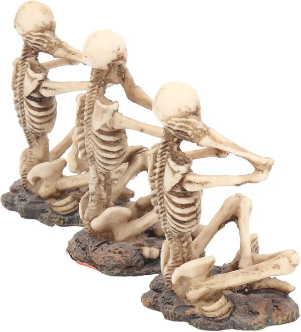 Dark Collection~AL50292 See No, Hear No, Speak No Skeletons Figurine , Ivory