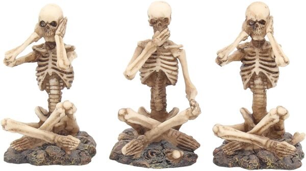 Dark Collection~AL50292 See No, Hear No, Speak No Skeletons Figurine , Ivory