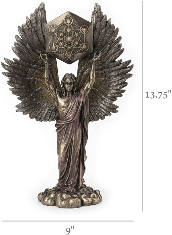 Magic  Collection~Archangel Metatron Holding Up Sacred Geometry Cube Statue