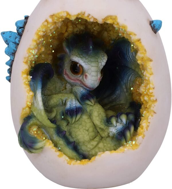 Fantasy Collection~ Hatchling Glory Dragon Backflow Incense Cone Burner, Green/Purple, 17cm