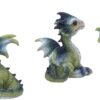 Fantasy Collection~ Triple Trouble Small Set of Three Dragon Infant Ornaments, Green, 15.5cm