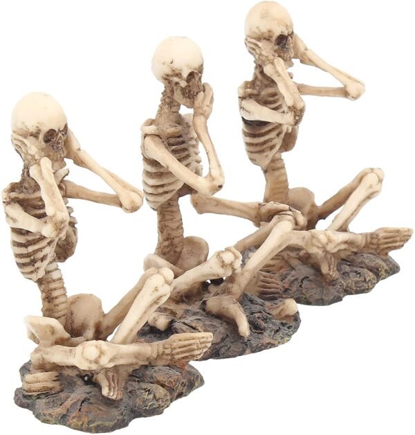 Dark Collection~AL50292 See No, Hear No, Speak No Skeletons Figurine , Ivory