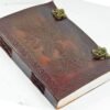 Witchcraft~Handmade Large 8" Embossed Leather Bound Journal Dragon with lock Genuine Brown Antique Old personal Diary notebook journal gift