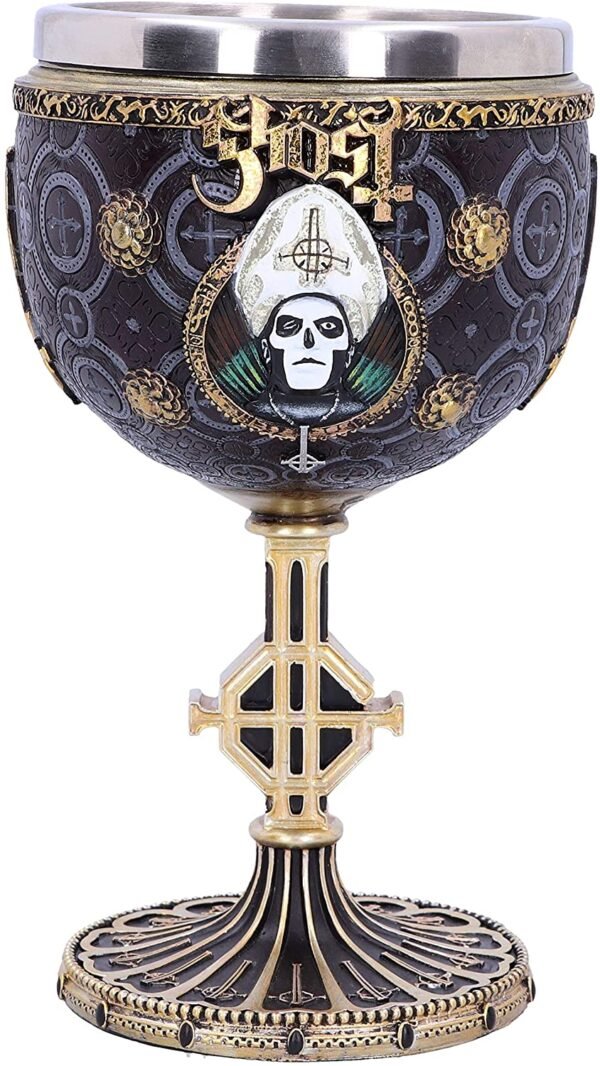Band Merchandise~ B4886P9 Licensed Ghost Papa Emeritus III Meliora Gold Goblet Chalice, Resin w. Stainless Steel