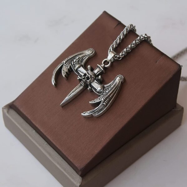 Gothic Hop Skull Cross with wing Pendant Necklace For Men Gift Jewelry