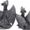 Fantasy Collection~ Dark Fury Set of 2 10cm Dragon Figurines, Black, One Size