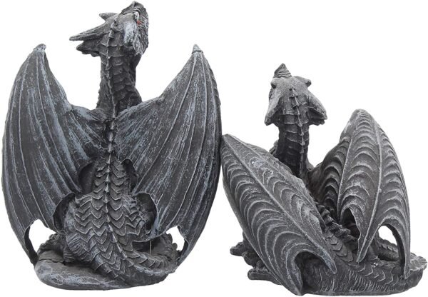 Fantasy Collection~ Dark Fury Set of 2 10cm Dragon Figurines, Black, One Size