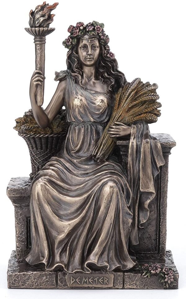 Magic  Collection~9 Inch Demeter Greek Roman Goddess of Agriculture Sitting Throne Antique Bronze Finish Statue