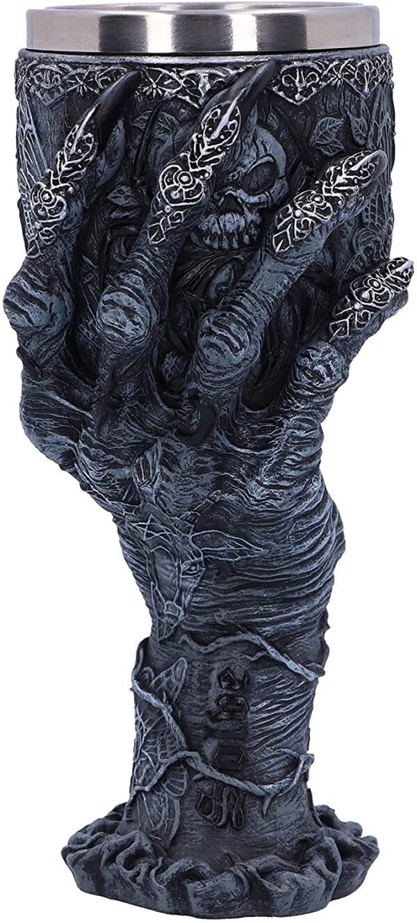 Dark Collection~Baphomet's Grasp Horror Hand Goblet Glass, Polyresin, Black and Silver, 18cm