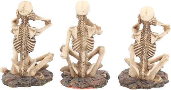 Dark Collection~AL50292 See No, Hear No, Speak No Skeletons Figurine , Ivory