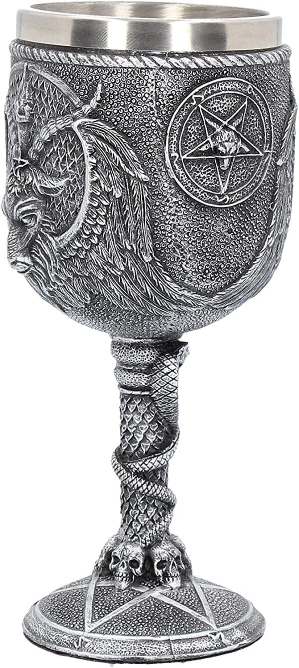 Magicun N.Giftware~Baphomet Goblet 17.5cm Silver, Resin w/Stainless Steel Insert