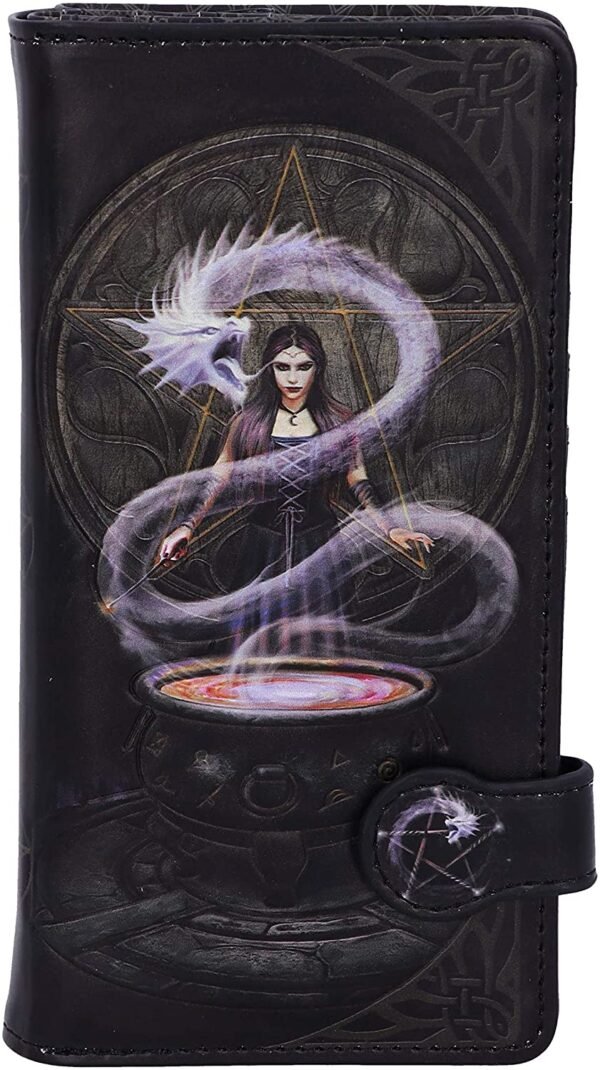 Artist Collections~ Anne Stokes The Summoning Witch and Dragon Embossed Purse, Black, 18.5cm
