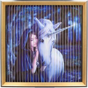Artist Collections~ Unicorns Kinetic Picture Anne Stokes 43cm, PVC Board, PS Frame, Paper, Blue