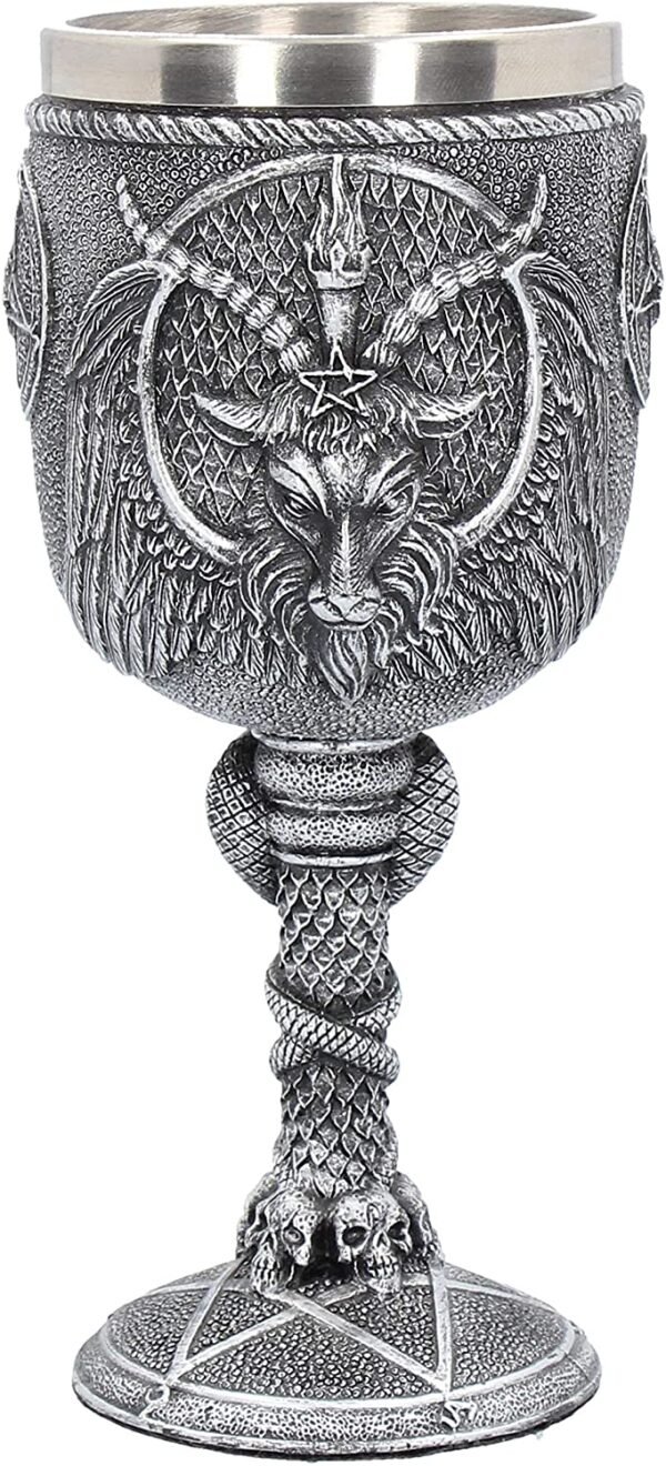 Magicun N.Giftware~Baphomet Goblet 17.5cm Silver, Resin w/Stainless Steel Insert