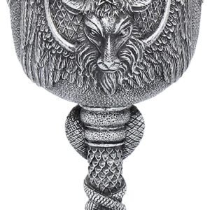 Dark Collection~Baphomet Goblet 17.5cm Silver, Resin w/Stainless Steel Insert