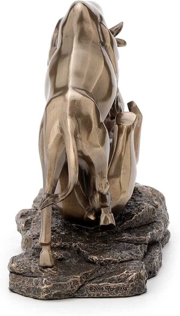 Magic  Collection~6 Inch Wall Street Stock Market Bull Bear Fight Financial Broker Gift Abstract Bronze Finish Tabletop Statue