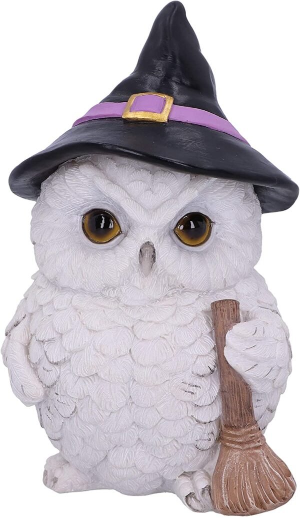 Wiccan Collection~Snowy Magic Witch Owl Familiar Figurine, White, 18cm