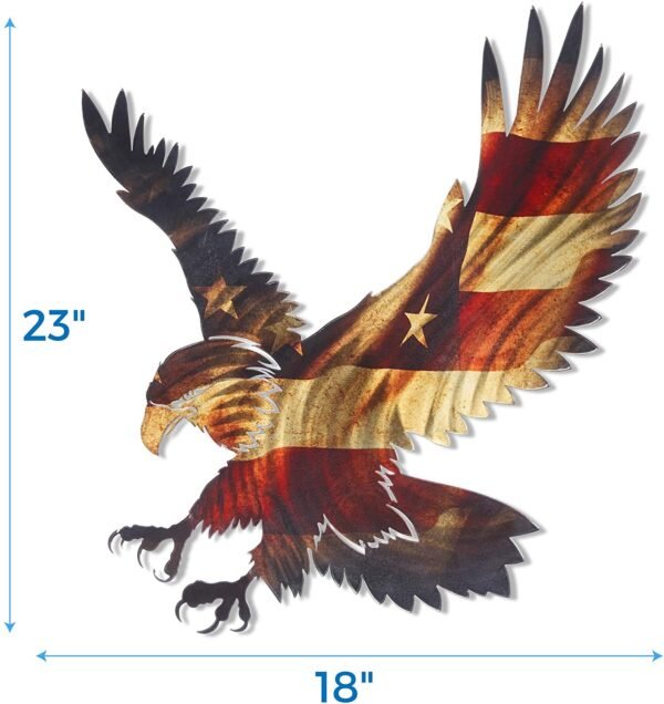 Magic  Collection~3D Metal Wall Art - Bald Eagle American Flag Wall Decor - Patriotic Country Wall Art - Handmade in the USA for Use Indoors or Outdoors