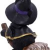 Wiccan Collection~Tabitha Small Witches Familiar Black Cat and Broomstick Figurine, 11cm