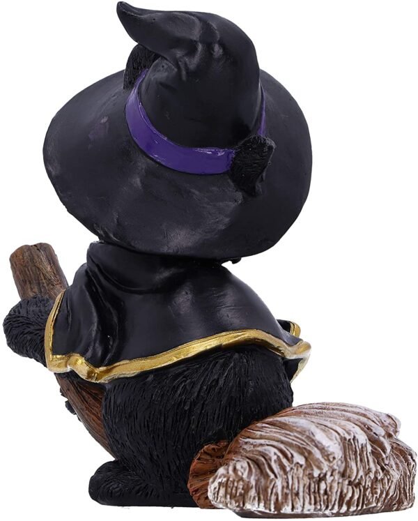 Wiccan Collection~Tabitha Small Witches Familiar Black Cat and Broomstick Figurine, 11cm