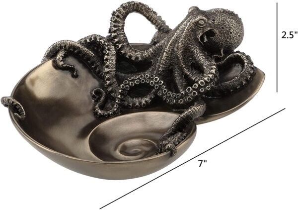 Magic  Collection~Container of Curiosity Bronze Finish Octopus On Nautilus Shell Tray