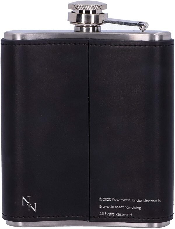 Band Merchandise~ Officially Licensed Powerwolf Kiss of The Cobra King Embossed Hip Flask, Black, 7oz