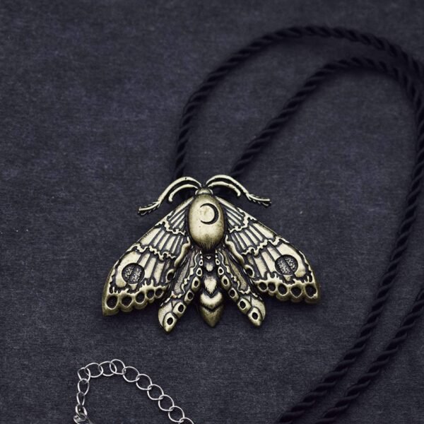 SanLan Death Head Moth Pendant Necklace Wicca Jewelry Goth Moth and The Moon