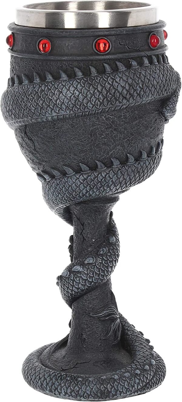 Fantasy Collection~ Dragon Coil Goblet 20cm Black, Resin w/Stainless Steel Insert