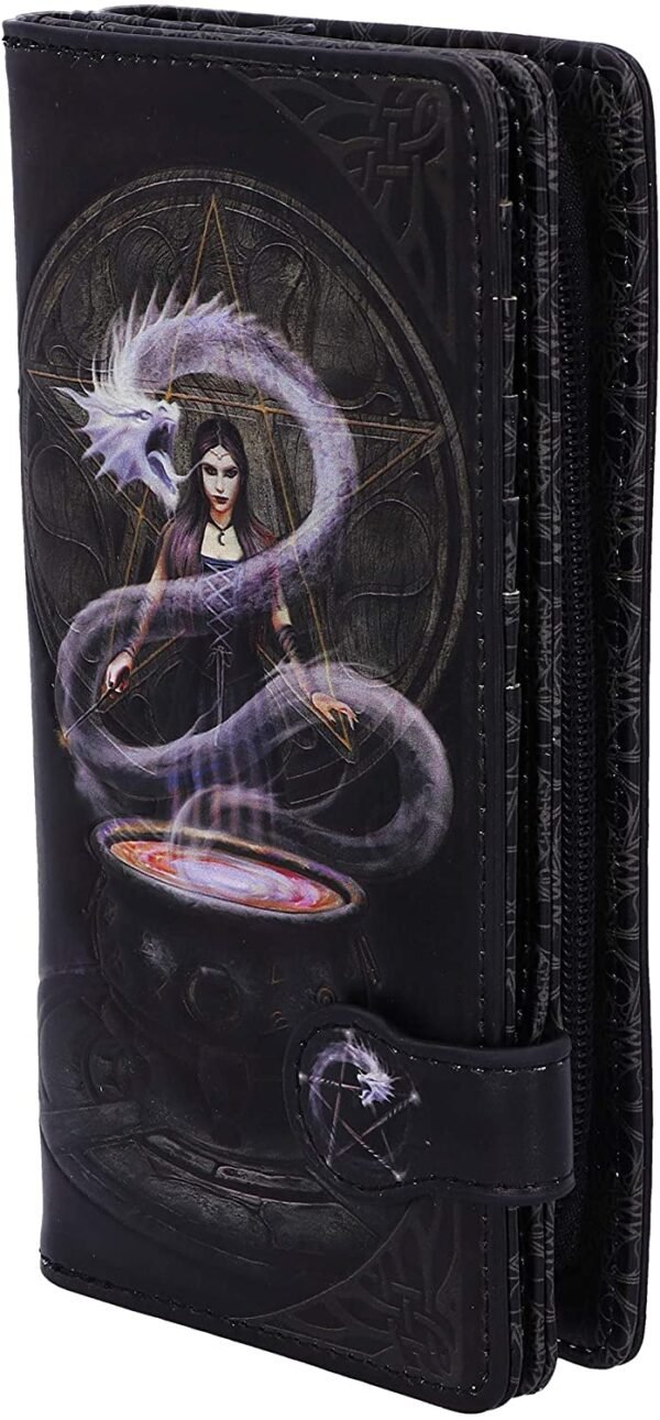 Magicun N.Giftware~, Black, Anne Stokes The Summoning Witch and Dragon Embossed Purse, 18.5cm