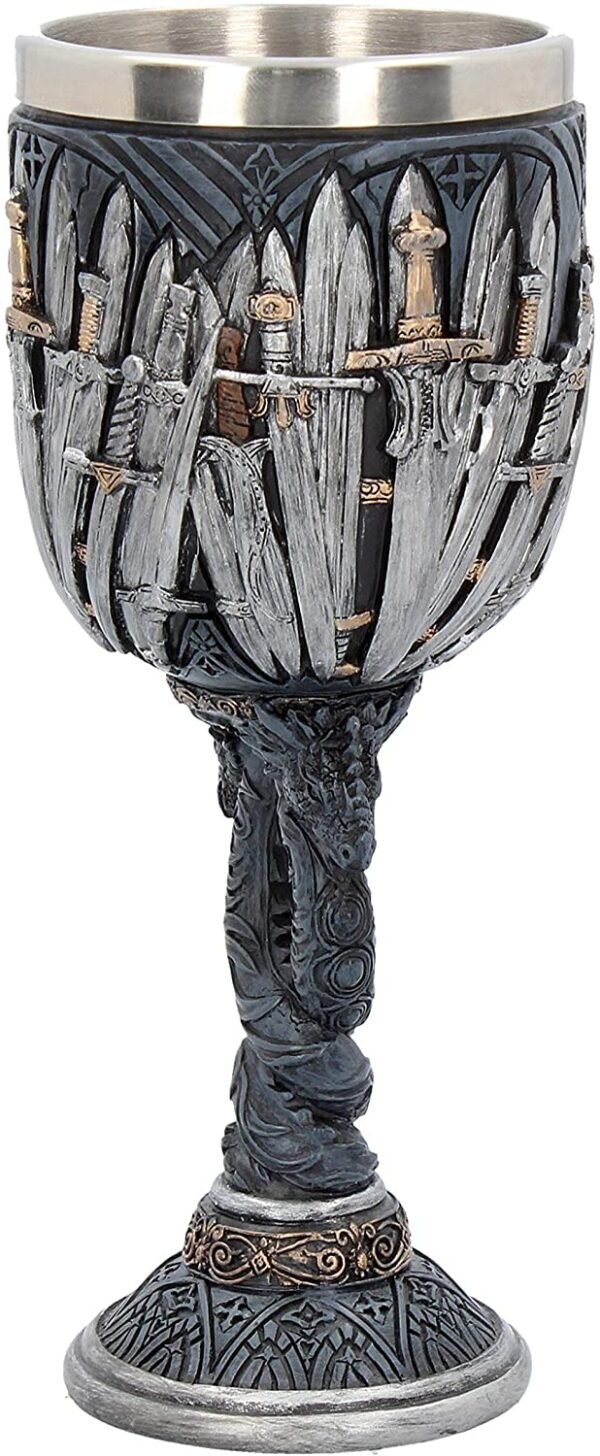 Mythology Collection~ B2947H7 Sword Goblet 17.5cm Black, Resin w/Stainless Steel Insert