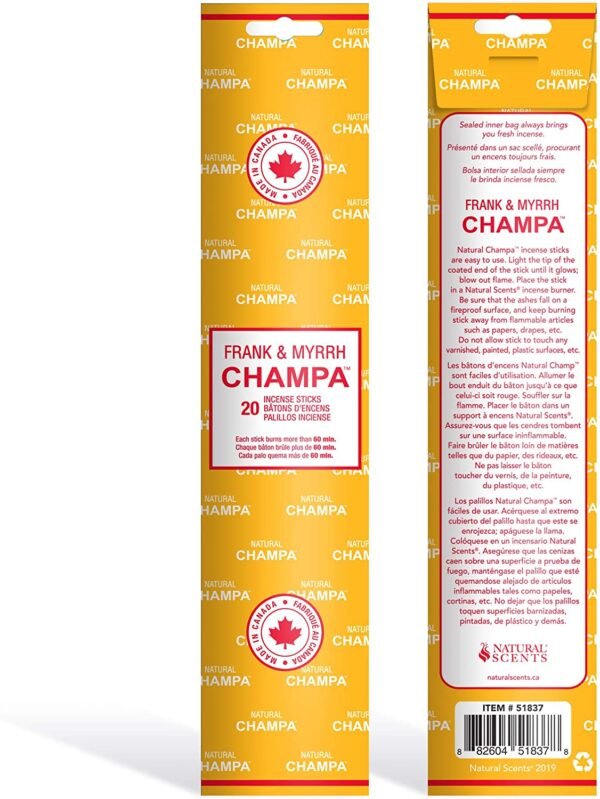 Witchcraft~Dragons Blood Champa 11" Incense Sticks Pack of 20 Each Long Lasting Aroma Stick Lasts 60+ Minutes Pure Ingredients Make These Agarbathi Perfect for Environmental Scenting and Aromatherapy