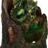 Magicun N.Giftware~Arboreal Hatchling Green Dragon in Tree Trunk Light Up Figurine, 10.8cm, Red
