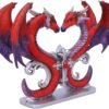 Magicun N.Giftware~Dragons Devotion Love Heart Bust Figurine, 29cm, Red