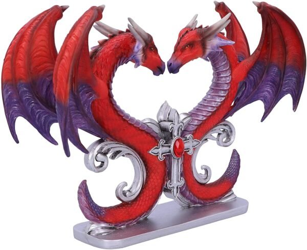 Magicun N.Giftware~Dragons Devotion Love Heart Bust Figurine, 29cm, Red