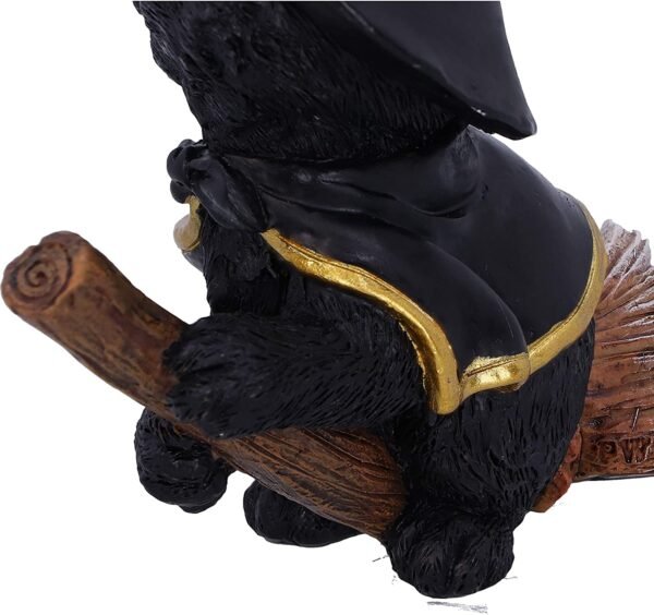 Wiccan Collection~Tabitha Small Witches Familiar Black Cat and Broomstick Figurine, 11cm