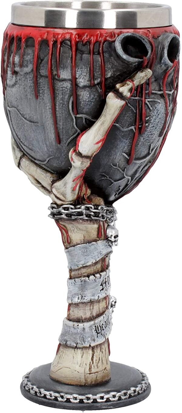 Dark Collection~B4726P9 Black Heart Bleeds Goblet 18cm, Resin w. Stainless Steel
