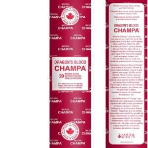 Witchcraft~Dragons Blood Champa 11" Incense Sticks Pack of 20 Each Long Lasting Aroma Stick Lasts 60+ Minutes Pure Ingredients Make These Agarbathi Perfect for Environmental Scenting and Aromatherapy