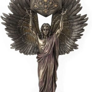 Magic  Collection~Archangel Metatron Holding Up Sacred Geometry Cube Statue