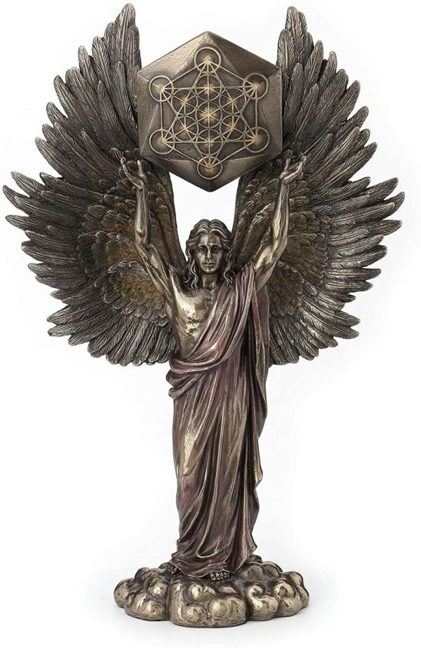 Magic  Collection~Archangel Metatron Holding Up Sacred Geometry Cube Statue