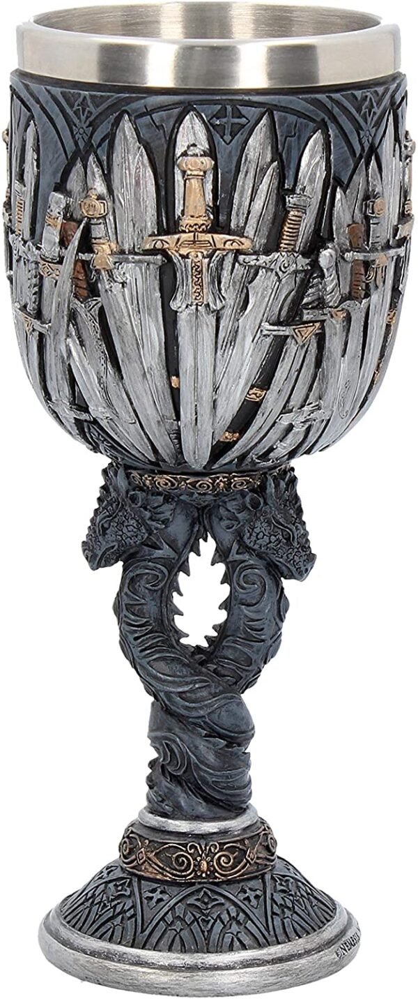 Magicun N.Giftware~Sword Goblet 17.5cm Black, Resin w/Stainless Steel Insert