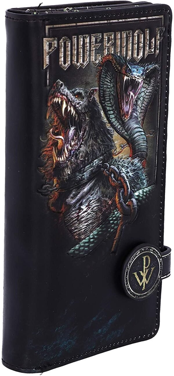 Band Merchandise~ Officially Licensed Powerwolf Kiss of The Cobra King Embossed Womens Purse, Black, 18.5cm