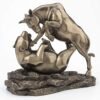 Magic  Collection~6 Inch Wall Street Stock Market Bull Bear Fight Financial Broker Gift Abstract Bronze Finish Tabletop Statue