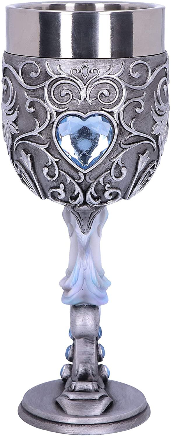 Magicun N.Giftware~Enchanted Twin Unicorn Heart Set of Two Goblets, 18.5cm, Silver