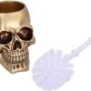 Magicun N.Giftware~Death Golden Skull Toilet Brush Holder, 16.4cm, Gold