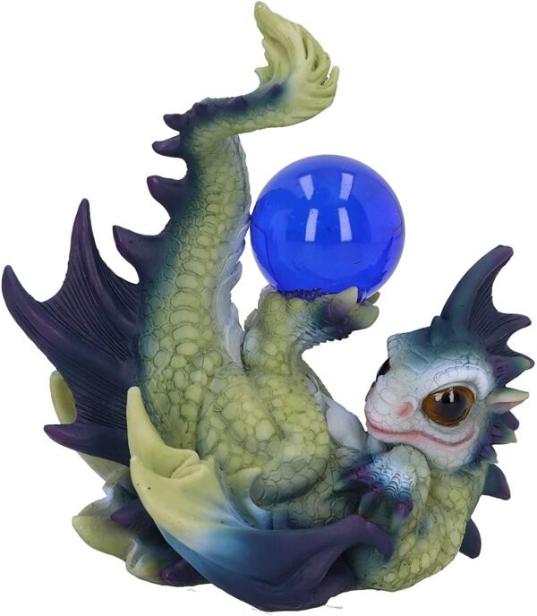 Fantasy Collection~ Playful Hatchling Dragon Figurine, Green/Purple, 14cm