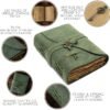 Witchcraft~Vintage Leather Journal - Antique Handmade Deckle Edge Vintage Paper Leather Bound Journal - Book of Shadows Journal - Leather Sketchbook - Drawing Journal - Great Gift (Green, 11.5"x8.25")