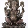 Magic  Collection~10.24 Inch 5 lbs Lord Ganesha Sitting on Lotus Hindu God Antique Bronze Finish Statue