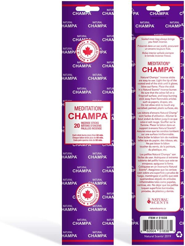 Witchcraft~Tranquility Champa 11" Incense Sticks Pack of 20 Each Long Lasting Aroma Stick Lasts 60+ Minutes Pure Ingredients Make These Agarbathi Perfect for Environmental Scenting and Aromatherapy